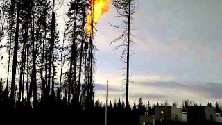 Big Oilfield Flare Northern Alberta Canada