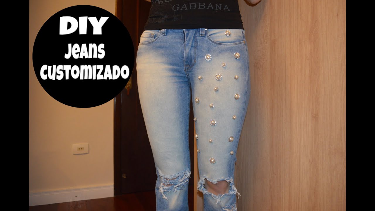 customizar calça jeans com pedrarias