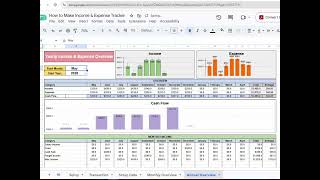 Income Expense Tracker Excel  Google Sheets | Personal Budget Planner | Automatic Finance Dashboard