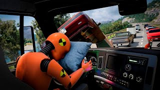 SLEEPING DRIVER | Truck vs Cars - BeamNG.Drive screenshot 2