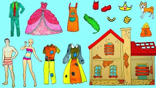 Paper Dolls Rich and Poor Story Dress Up Quiet Book Handmade Papercrafts