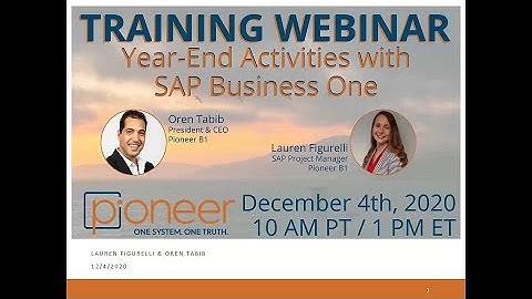 Year End Activities with SAP Business One Training Webinar