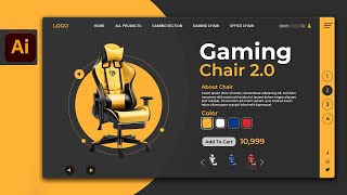 Illustrator CC Tutorial | Graphic Design |⚡Professional Gaming Chair Website Ui Design🔥.