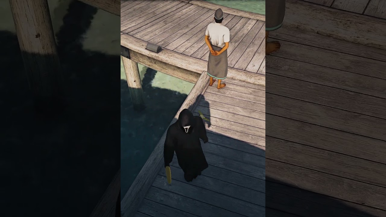 Staff member slips on banana peel 