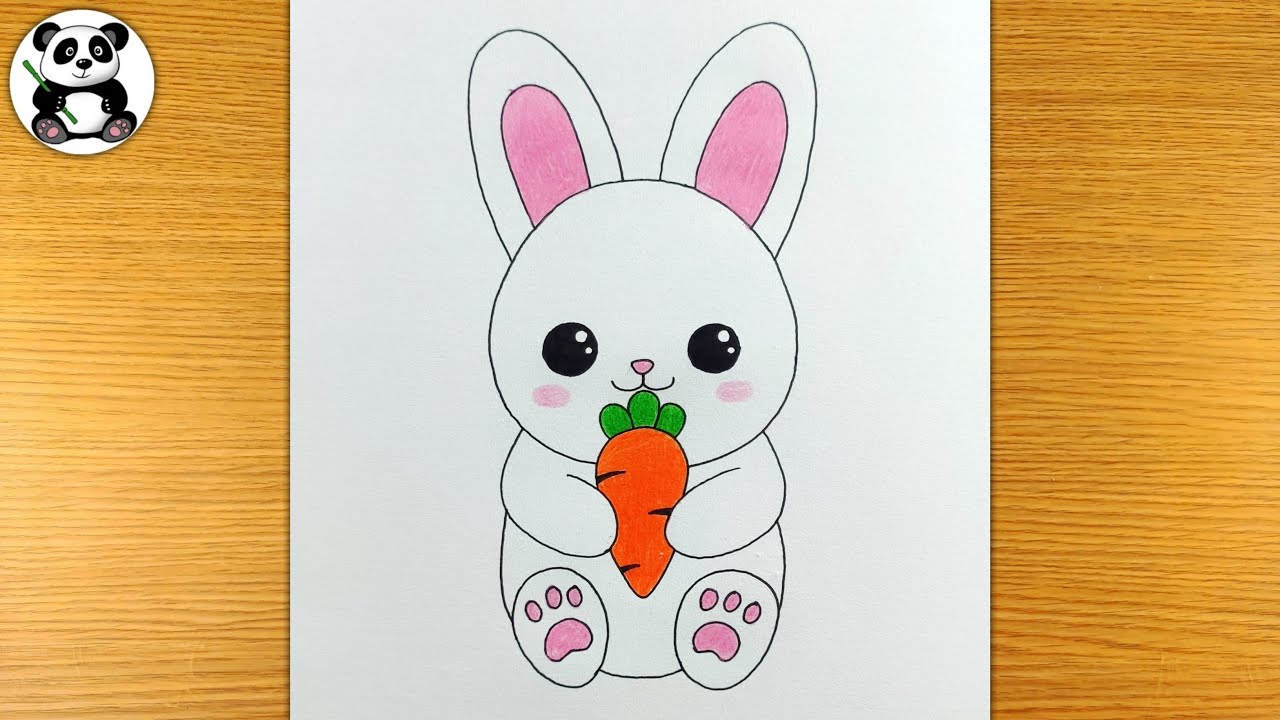 Cute rabbit with carrot drawing and colouring ⁠@TaposhiartsAcademy ...