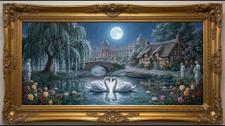 Moonlit Swan Lake Oil Painting | 4K Samsung Frame TV Art | Romantic Night Screensaver screenshot 2