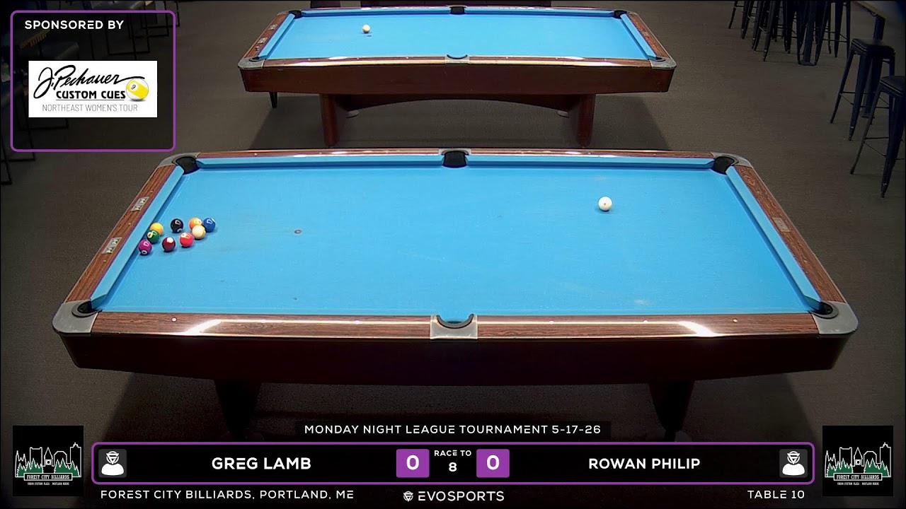 Image of video the GREG LAMB vs ROWAN PHILIP - FOREST CITY BILLIARDS - TABLE 10 | EvoSports 3
