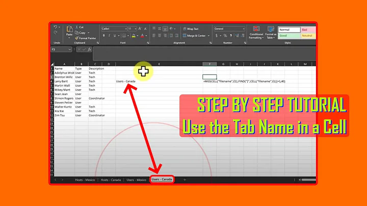 Reference Worksheet Tab Name in Excel - Excel Formula