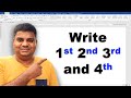 How to write st nd rd th in word on keyboard