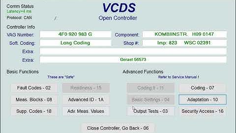 VCDS Service Reset-procedure op een Audi A6 uit 2010