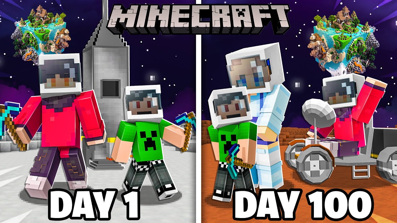 We Spent 100 Days in SPACE on Minecraft! - YouTube