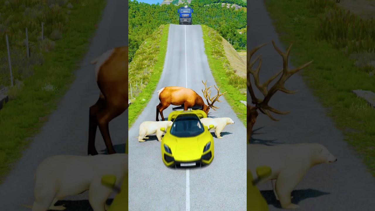 Big Truck VS Deer & Polar Bear Classic Characters - BeamNG.Drive