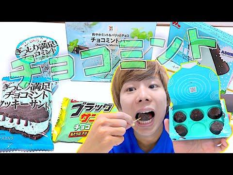【各コンビニ】チョコミントアイス『全種類』大食い🔥食べきるまで終われません‼️１人で爆食🔥【ASMR】