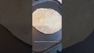 Making flours tortillas with butter as a snack to remember my nana