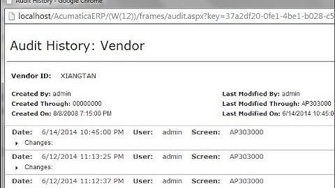 Acumatica Field Level Auditing