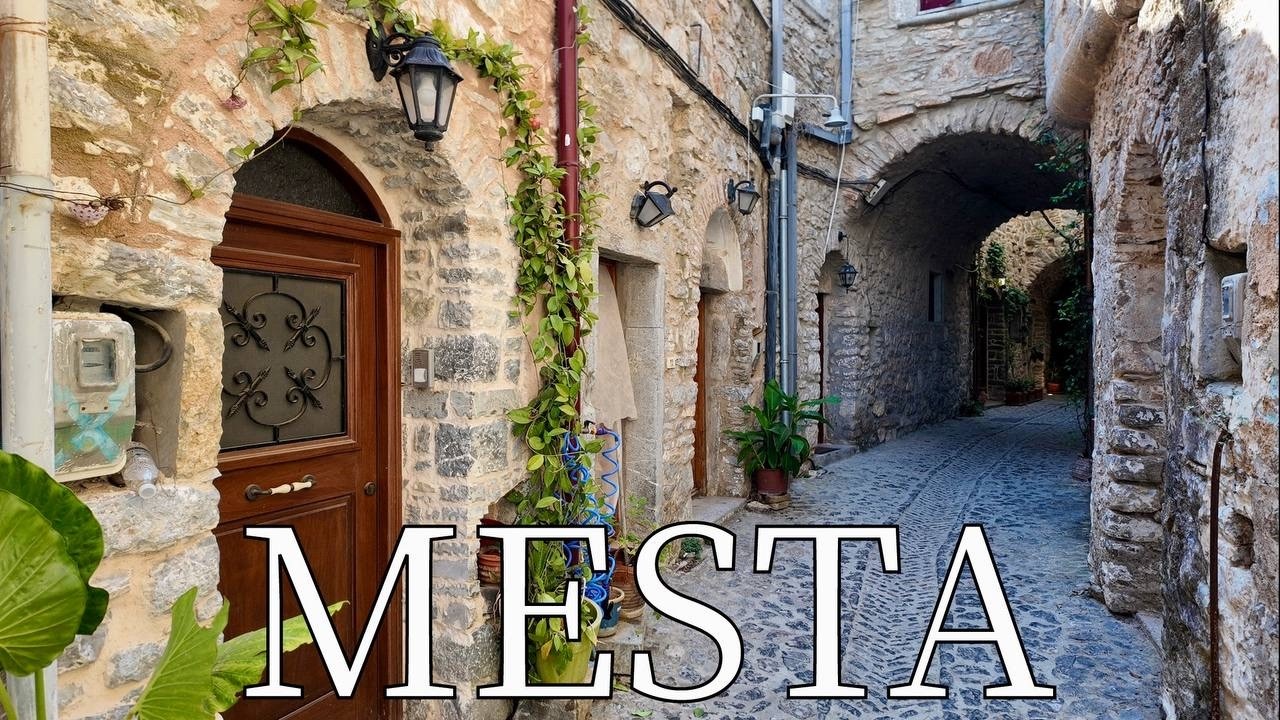 Mesta, Island Chios, Greece - medieval village | by drone [4K]. 