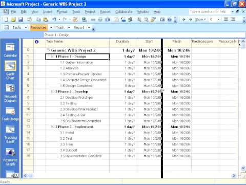 project 2007 phases vs tasks vs milestones youtube