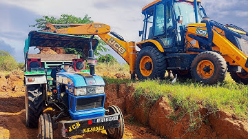 JCB 3dx Loading Mud in Eicher 380 Massey 241 1035 Tractor । JCB। Jcb video