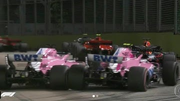 SERGIO PEREZ AND ESTEBAN OCON CRASH AT SINGAPORE GP 2018 - FORMULA 1 F1