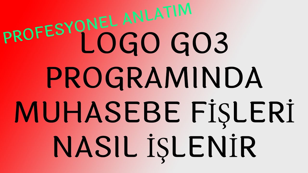 LOGO GO3  PROGRAMINDA MUHASEBE FİŞLERİ NASIL İŞLENİR