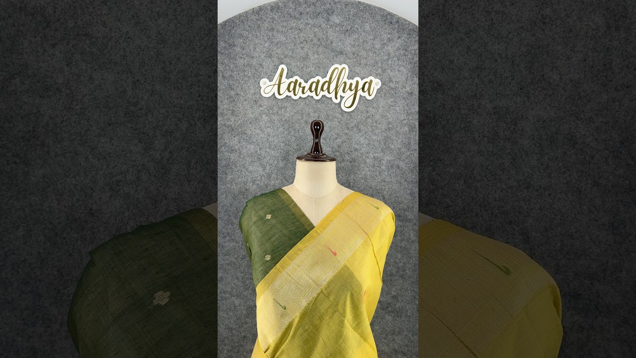 Pure Muga Cotton Parrot Paithani Saree