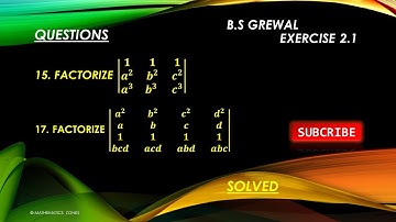 Bs Grewal Exercise 2.1 solution | Question 15, 17 solved | #determinants