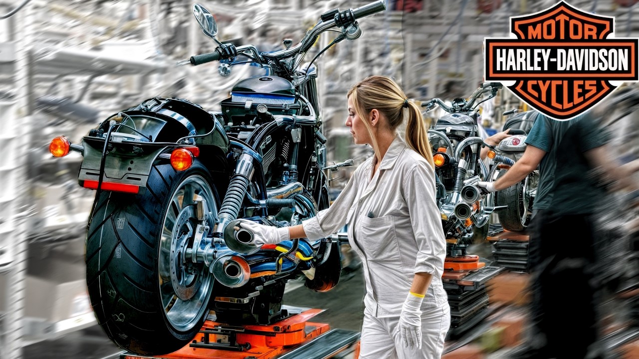 Inside US Harley-Davidson Factory: Assembly line – Building Motorbikes by hands [step by step]
