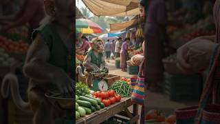 Monkey selling vegetable