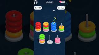 Level 21, Color Hoop stack Gameplay Android iOS Mobile