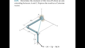 Statics 4.57 - Determine the moment of this force F about an axis extending between A and C.