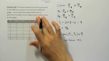 Performing a Wilcoxon Signed-Ranks Test in Nonparametric Statistics, Example 189