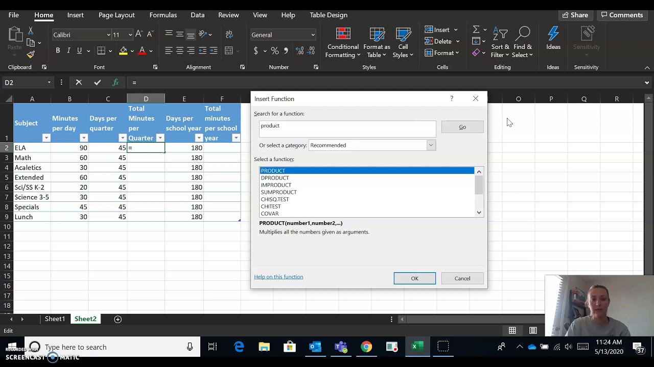 Using The Product Formula In Excel YouTube