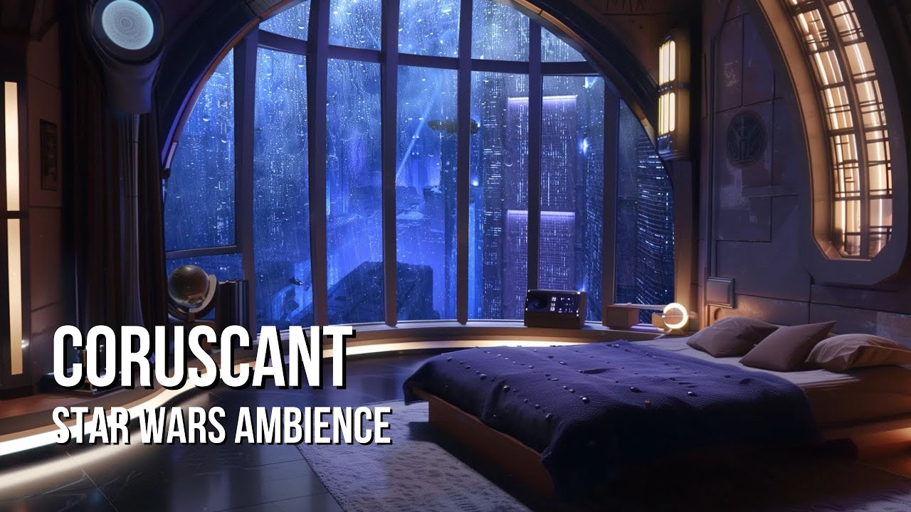 Coracant Raining Coruscant Bedroom | Star Wars Ambience | Cozy Rain, Thunderstorm ...