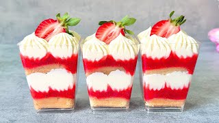 Strawberry Tiramisu dessert cups. Easy and yummy no bake dessert.