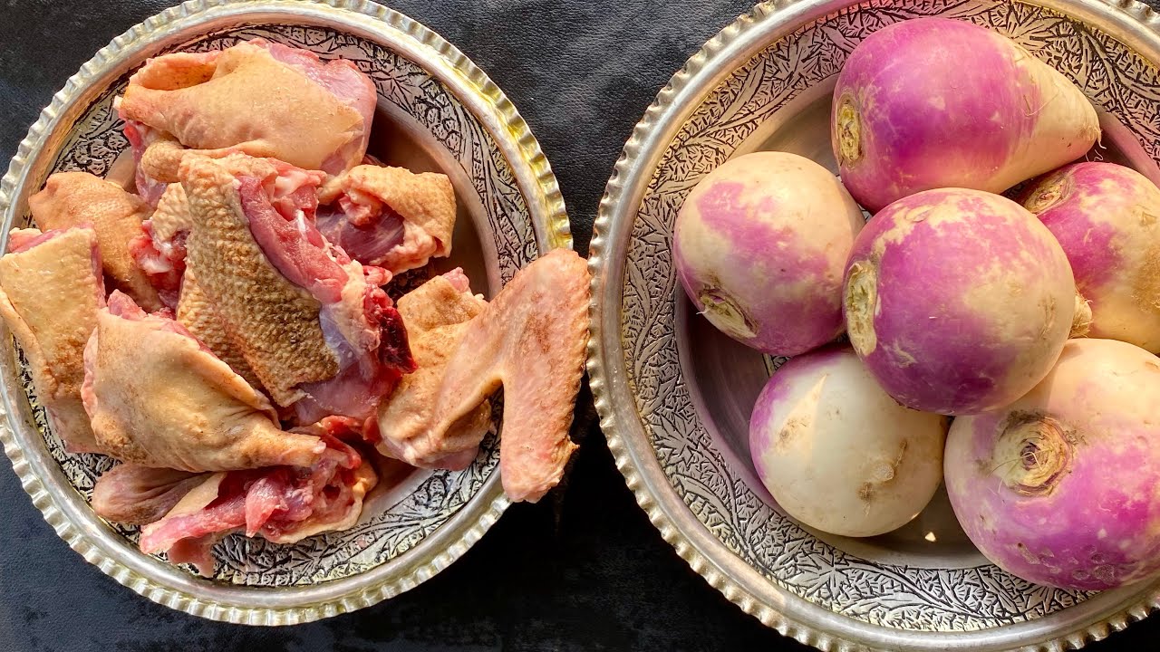 Kashmiri Batak te Gogji-Duck and turnip-Kashur gogji batuk-winter delicacy-tasty duck curry #kashmir