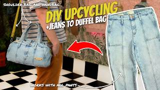 DIY Denim Duffel Bag from Old Jeans | Upcycle Thrift Flip Tutorial