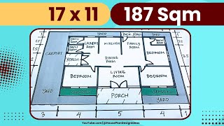 187 sqm House Plan Design 17x11 meters 3 Bedroom