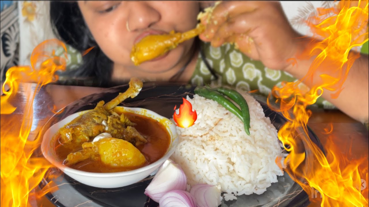 Local Chicken Curry🐔Lal lal Murgur jhol🥵Extrem Mukbang/Spicy Mukban/Indian Mukbang