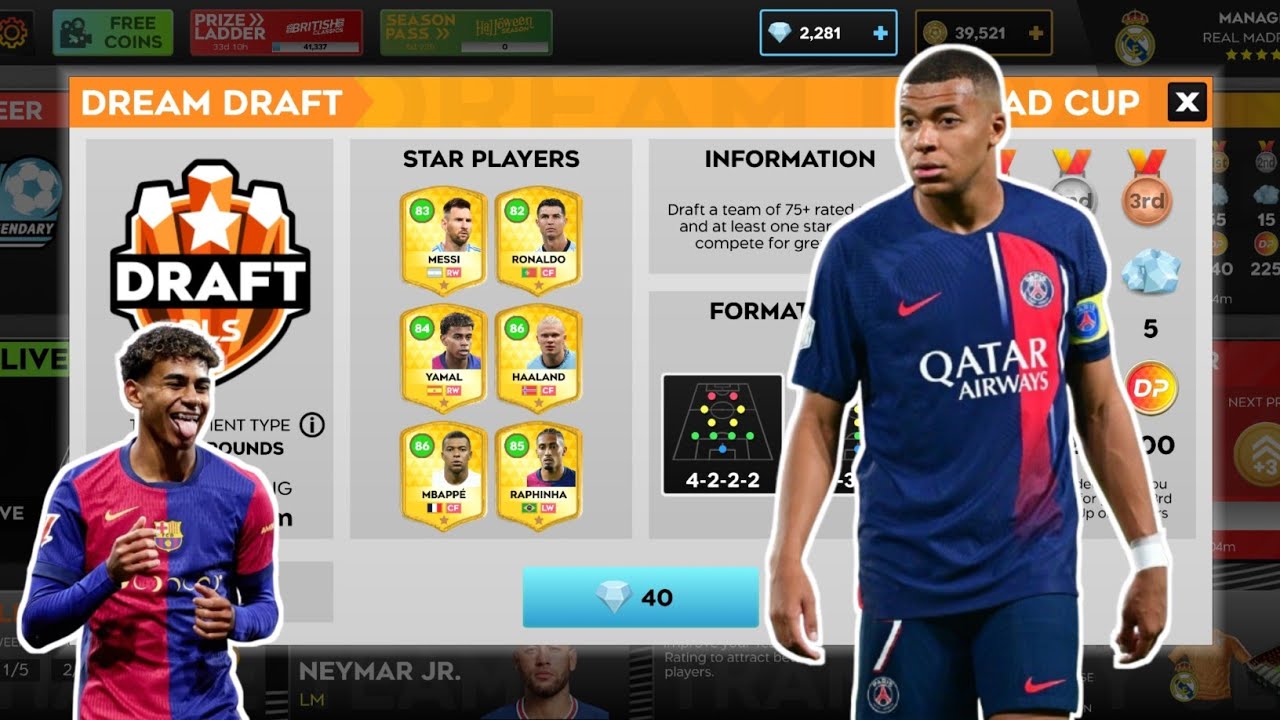 DLS 25 ! THE DREAM DRAFT WIN WITH MBAPPE IN DLS 25 #viralvideo #dreamleaguesoccer2025 #football #dls