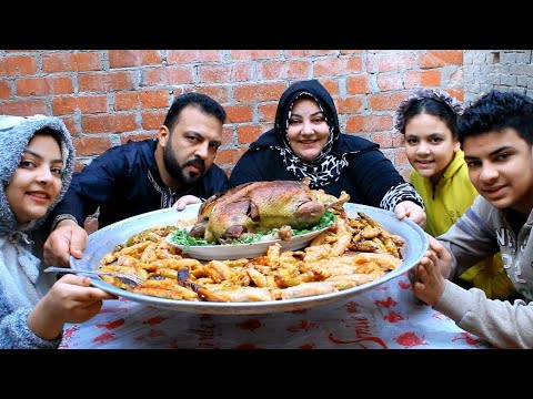 دكر بط كيلو مع اكبر حله محشى كرنب على السطوح فى الهوا الطلق