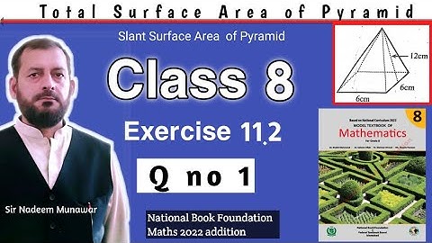 Class 8 Exercise 11.2 Q no 1 Ex 11.2  How find Surface Area of Square Pyramid in Urdu Hindi