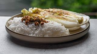 Pan-Fried Napa Cabbage with Spicy Korean Yangnyeom Sauce - Quick Vegan Recipe