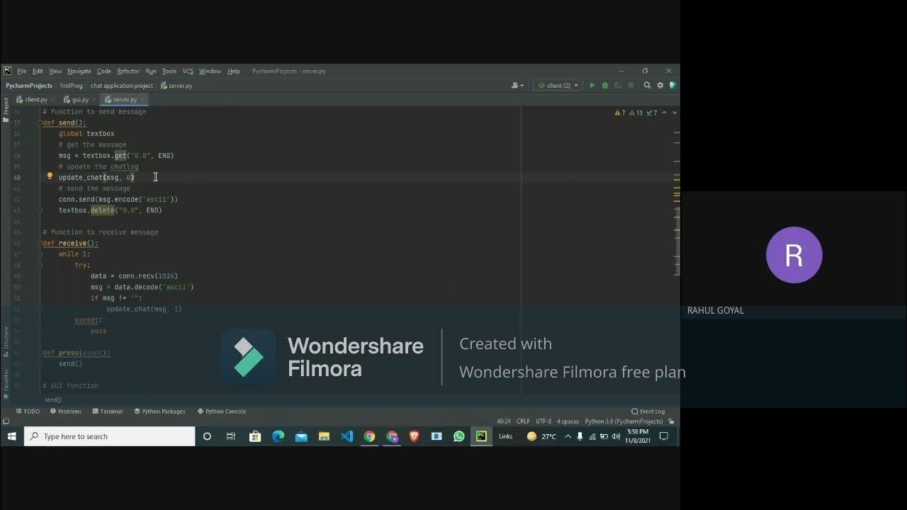 Simple Chat GUI using Tkinter and Socket in python - YouTube