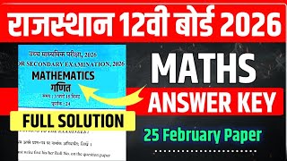 RBSE 12th Maths Answer Key 2026 | Class 12 Mathematics Paper Solution 16 February 2026