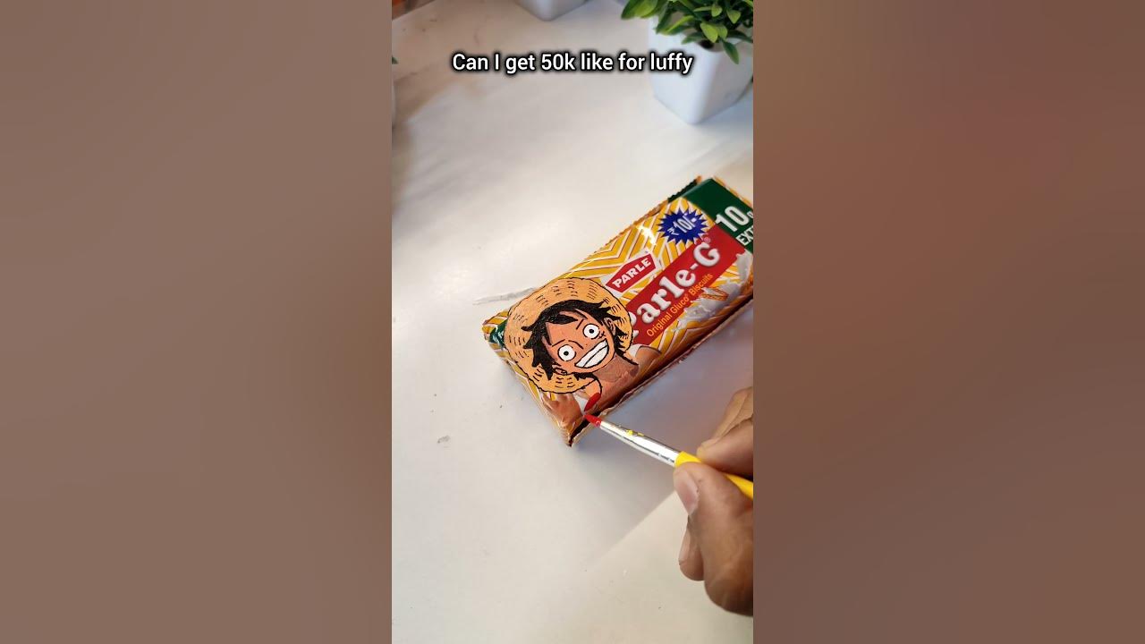 Drawing luffy on parle g packet #shorts