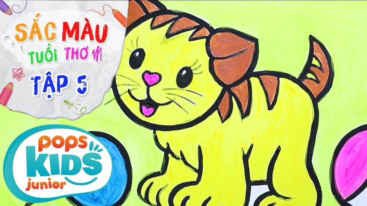 Sắc Màu Tuổi Thơ - Tập 5 - Bé Tập Vẽ Con Mèo | How To Draw A Cat For Kids
