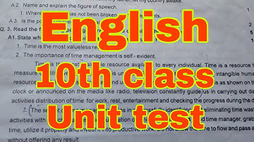 English 10th Class Unit Test Exam Paper  2022 ( English Medium )