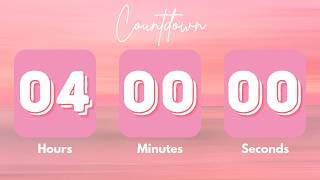 4 Hour Silent Timer | Cute Ending Alarm | Pastel Pink Aesthetic | Study & Focus