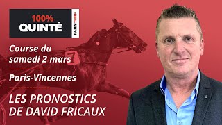 Pronostics Quinté PMU - 100% Quinté du Samedi 2 mars à Paris-Vincennes