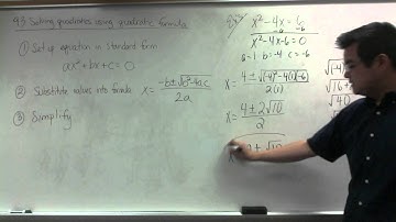 9.3 Solving quadratics using quadratic formula